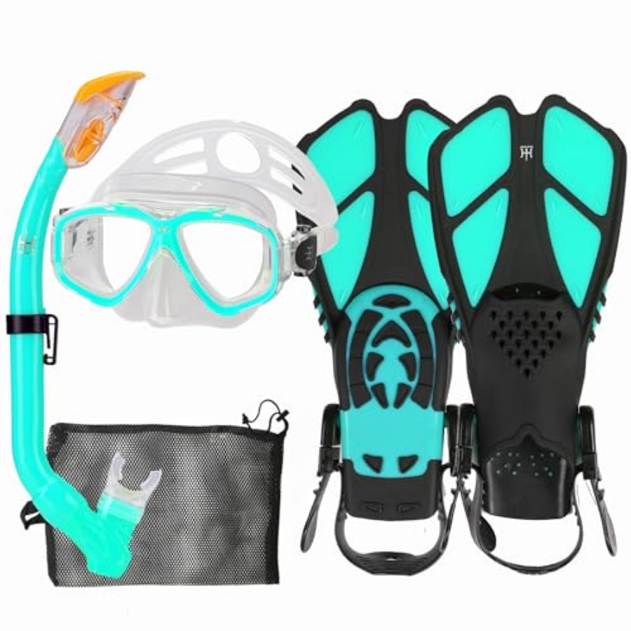Freediving Mask Set - Mask Fins Snorkel Set Snorkeling Packages,