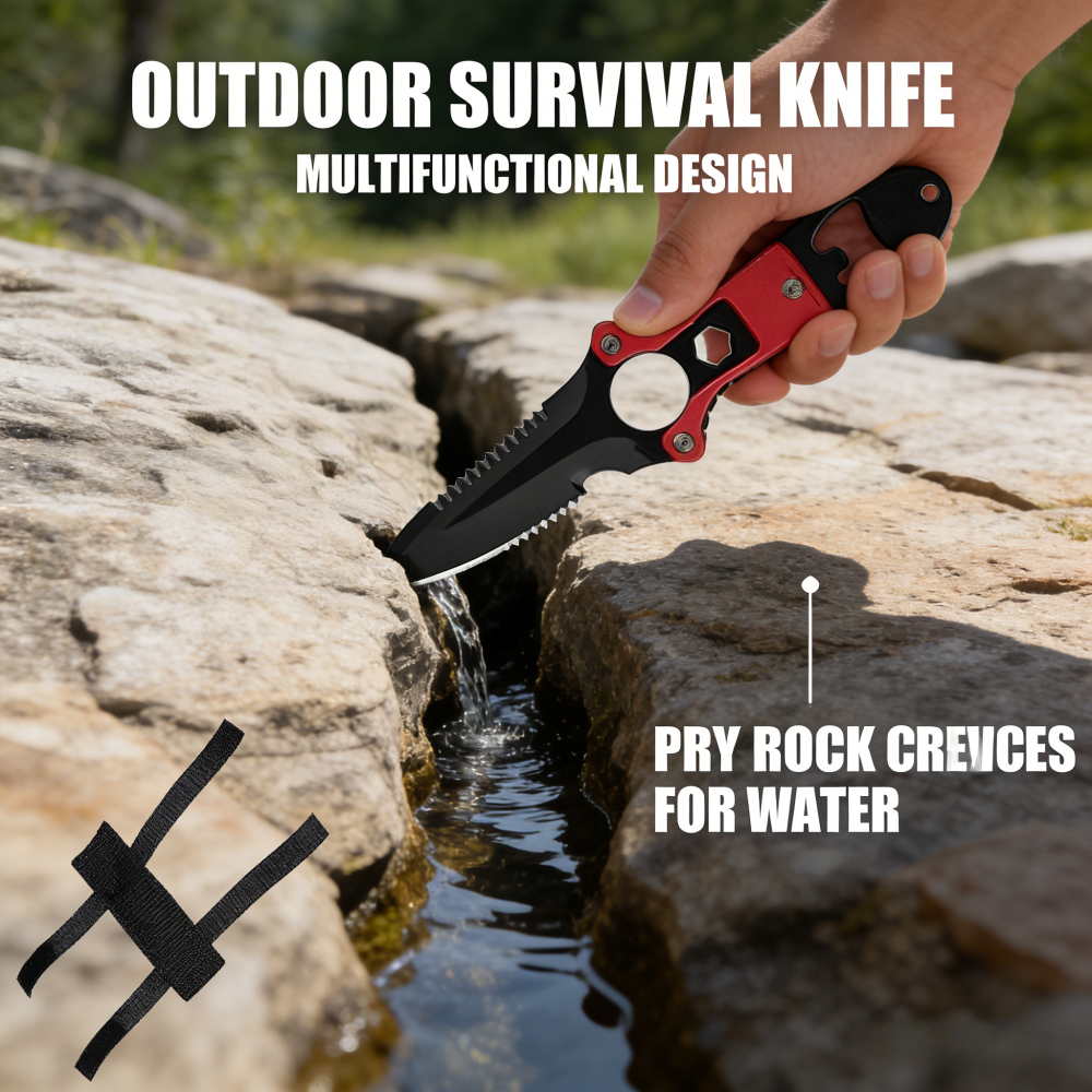 Dive Knife Titanium - Outdoor Survival Knife Multitool Camping Fixed