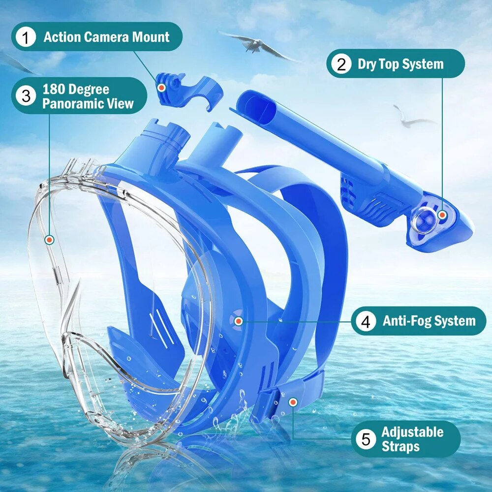 Underwater Snorkeling Full Fac - Freediving Mask Set 评论和价格
