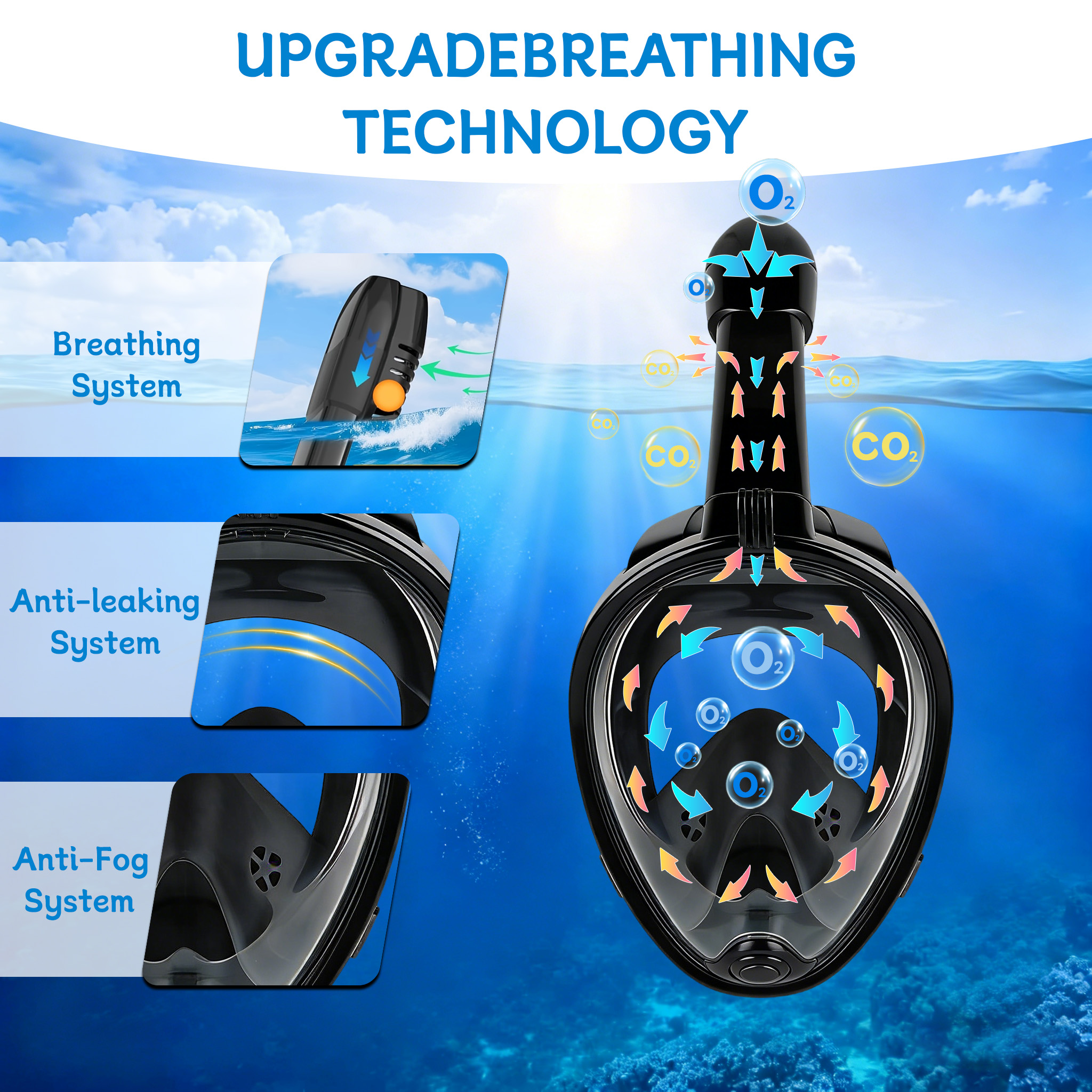 Underwater Snorkeling Full Fac - Freediving Mask Set 评论和价格